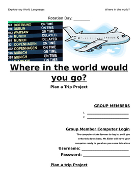 Preview of Where in the world would you go? Plan a trip project