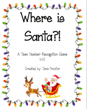 Preview of Where is Santa?! A Teen Number Recognition Game FREEBIE