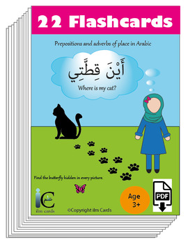 Preview of Where is my cat? Prepositions and Adverbs of Place Flashcards