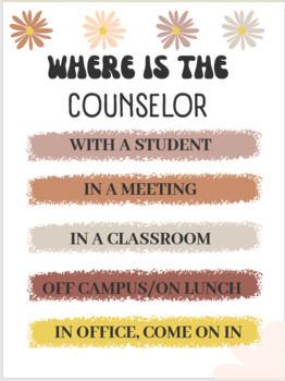 Preview of Where is the Counselor Door Sign