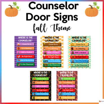 Preview of Where is the Counselor Door Sign Fall Theme