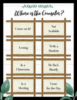 Preview of Where is the Counselor? Posters - Farmhouse Theme