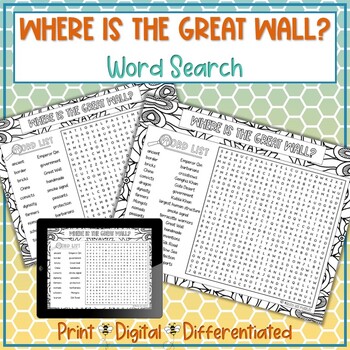 Preview of Where is the Great Wall Word Search Puzzle Activity