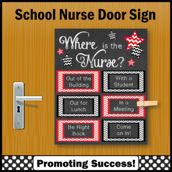 Preview of Where is the School Nurse Appreciation Day Printable Nurses Week Door Sign Red