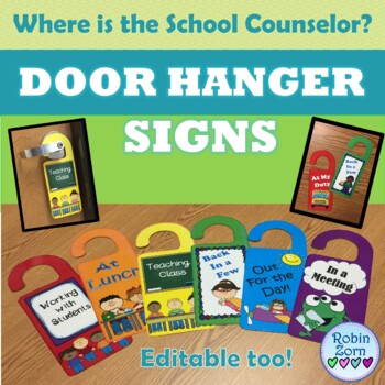 Preview of Where is the School Counselor? - Door Hanger Signs 