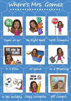 Preview of EDITABLE Bitmoji Where is the School Counselor Door Sign or Poster