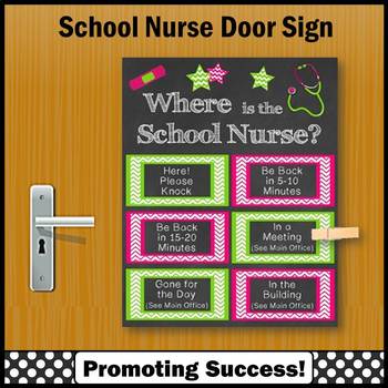 Preview of Where is the School Nurse Appreciation Day Printable Door Sign Nurses Day Decor