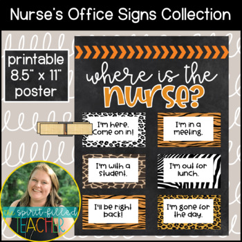 Preview of Where is the School Nurse | School Nurse's Office Signs and Posters | Animal