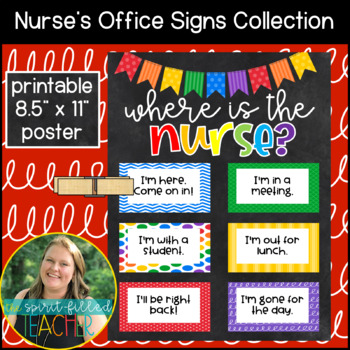 Preview of Where is the School Nurse | School Nurse's Office Signs and Posters | BoldColors
