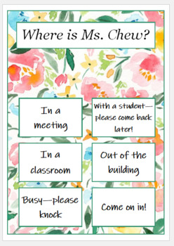 Preview of Where is the counselor? (Editable and floral)