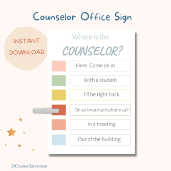 Preview of Where is the counselor door sign, school counselor, counselling, therapist decor