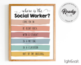 Where is the social worker door sign, Therapy office decor