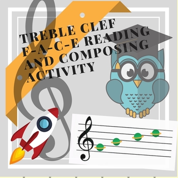 Preview of Piano Theory Worksheet: Treble Clef Space Notes Reading and Composing Activity