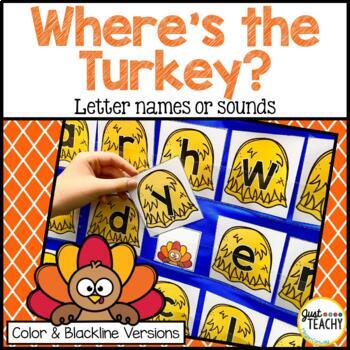 Preview of Where's the Turkey? Letter Names & Sounds "Hide & Find" Pocket Chart Game