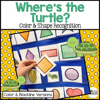 Preview of Where's the Turtle? Hide and Find Pocket Chart Game Color & Shape Recognition