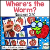 Where's the Worm? Hide and Find Pocket Chart Game Numbers 0-20