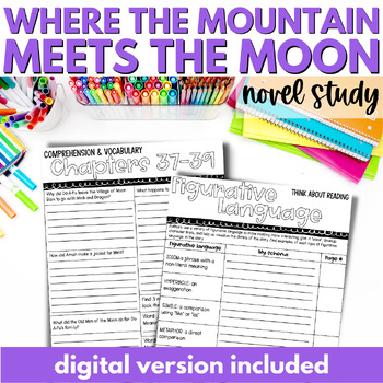 Preview of Where the Mountain Meets the Moon Novel Study with Comprehension Questions