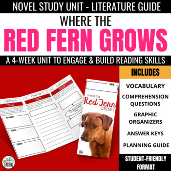 Preview of Where the Red Fern Grows Novel Study w Daily Comprehension Activity & Vocabulary