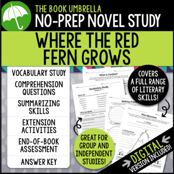 Preview of Where the Red Fern Grows Novel Study { Print & Digital }