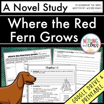 Preview of Where the Red Fern Grows Novel Study Unit - Comprehension Questions with Tests