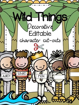 Preview of Where the Wild Things Are {EDITABLE Character Cut-Outs Pack}