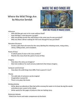 Preview of Where the Wild Things Are - Teaching Literary Skills with Picture Books