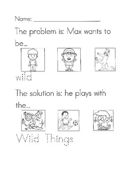 where the wild things are problemsolution worksheet by sped teacher