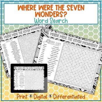 Preview of Where were the Seven Wonders of the Ancient World Word Search Puzzle Activity