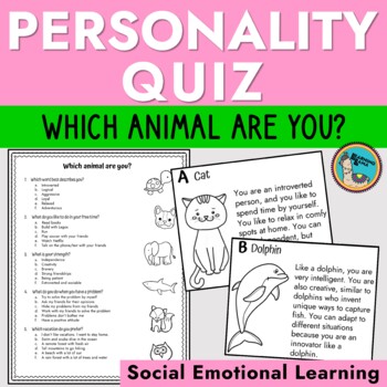 Which Animal Are You Personality Quiz by Llearning Llama | TPT