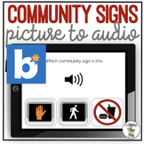Which Community Sign? Picture to Audio Boom Cards