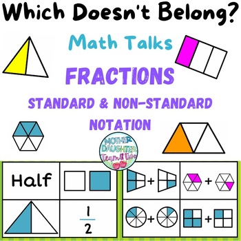 Preview of Which Doesn't Belong - ALL FRACTIONS. Math Talks, Math Centers, Math Handouts