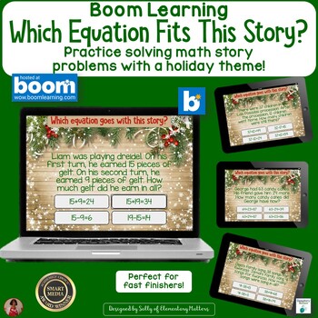 Preview of Which Equation Fits This Story? December Holidays Boom Digital Task Cards