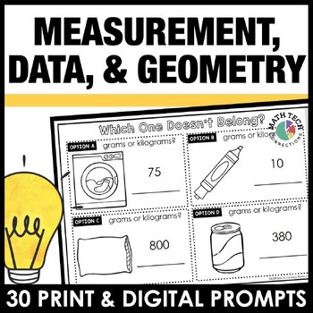 Preview of Which One Doesn't Belong 4th Grade Math Prompts: Measurement, Data, & Geometry