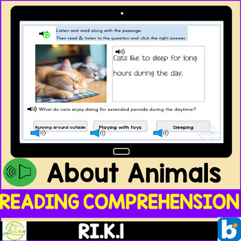 Preview of Boom Cards Reading Comprehension About Animals | Main Idea