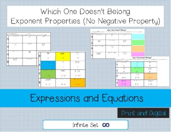 Preview of Which One Doesn't Belong Exponent Properties - Print and Digital