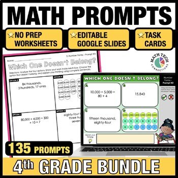 Preview of 4th Grade Math Review Centers, Warm Ups, Which One Doesn't Belong Math Prompts