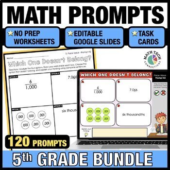 Preview of 5th Grade Math Review Centers, Warm Ups, Which One Doesn't Belong Math Prompts