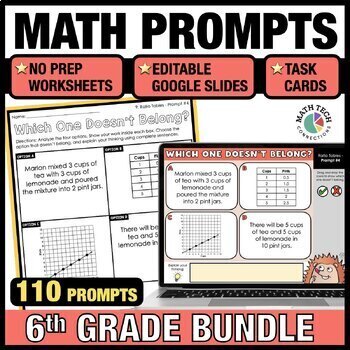 Preview of 6th Grade Math Review Bell Ringers Which One Doesn’t Belong Prompts Warm Ups