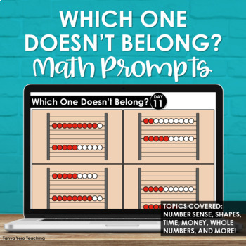 Preview of Which One Doesn't Belong Paperless Math Prompts Math Spiral Review Grades 2-3