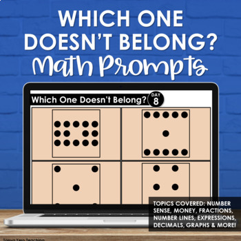 Preview of Which One Doesn't Belong Paperless Math Prompts Math Spiral Review Grades 4+