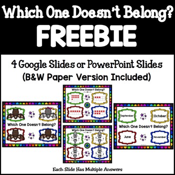 Preview of FREE! Which One Doesn't Belong (Open-Ended Questions) PP and Google Slides