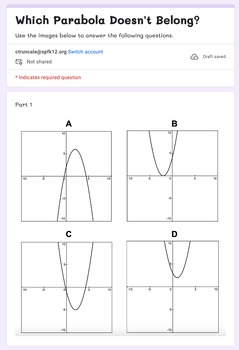 Preview of Which Parabola Doesn't Belong? Google Form