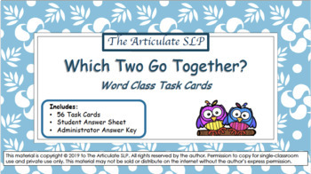 Which Two Words Go Together? Word Class Task Cards by Articulate SLP