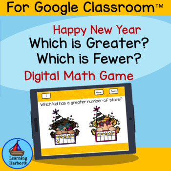 Preview of Comparing Numbers Greater or Fewer Happy New Year for Google Classroom™