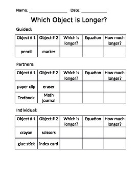 Preview of Which is longer? Measuring in centimeters