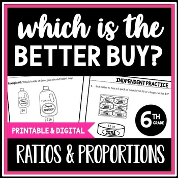 Preview of Which is the Better Buy? Comparing Unit Rate/Unit Price Ratio Tables Worksheets