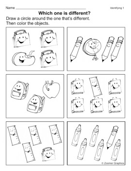 which one is different visual discrimination activity sheets tpt