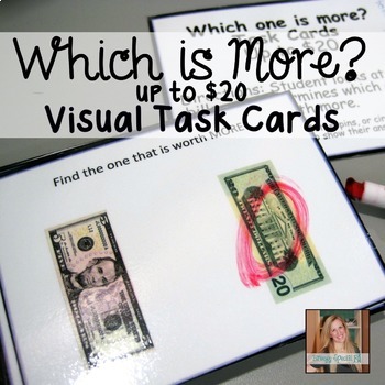 Preview of Which one is worth more? Money Math Task Cards (Special Education)