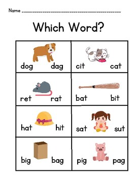 Which word? CVC worksheets by Shining Bright in PreK | TPT