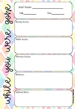 While You Were Gone Feedback FREEBIE For Relief Teaching by Rosie Jay ...